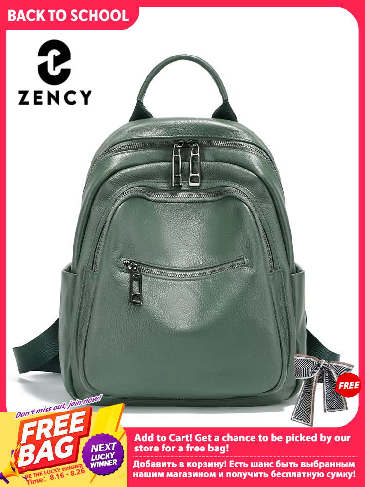 Women Bags Green - Zency Grüner Rucksack aus echtem Leder