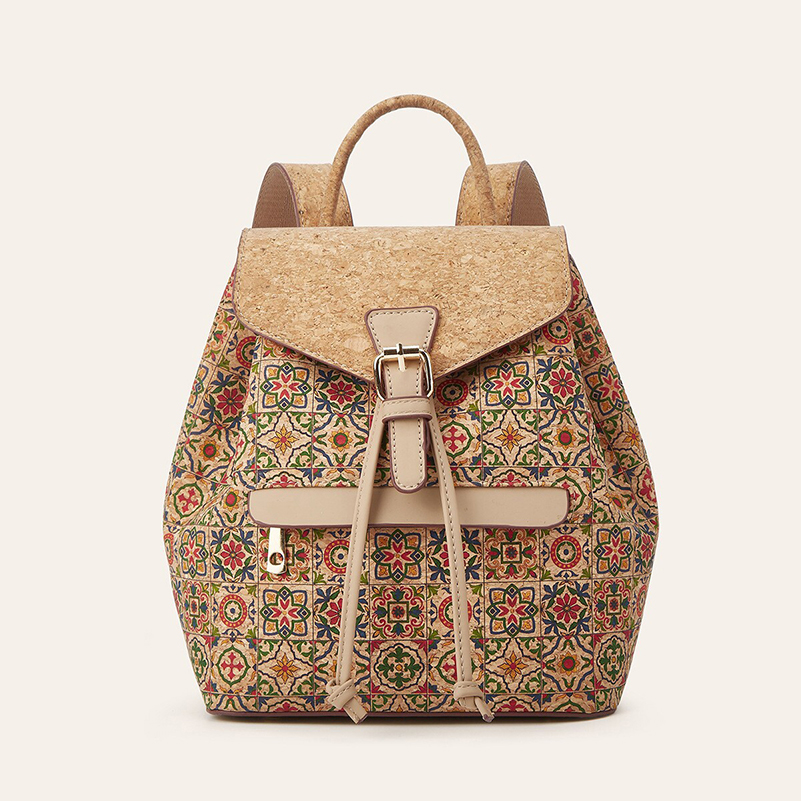 Women'S Bags Everyday - Rucksack-Taschen Retro Korkleder mit Nationalblumen-Druck Große