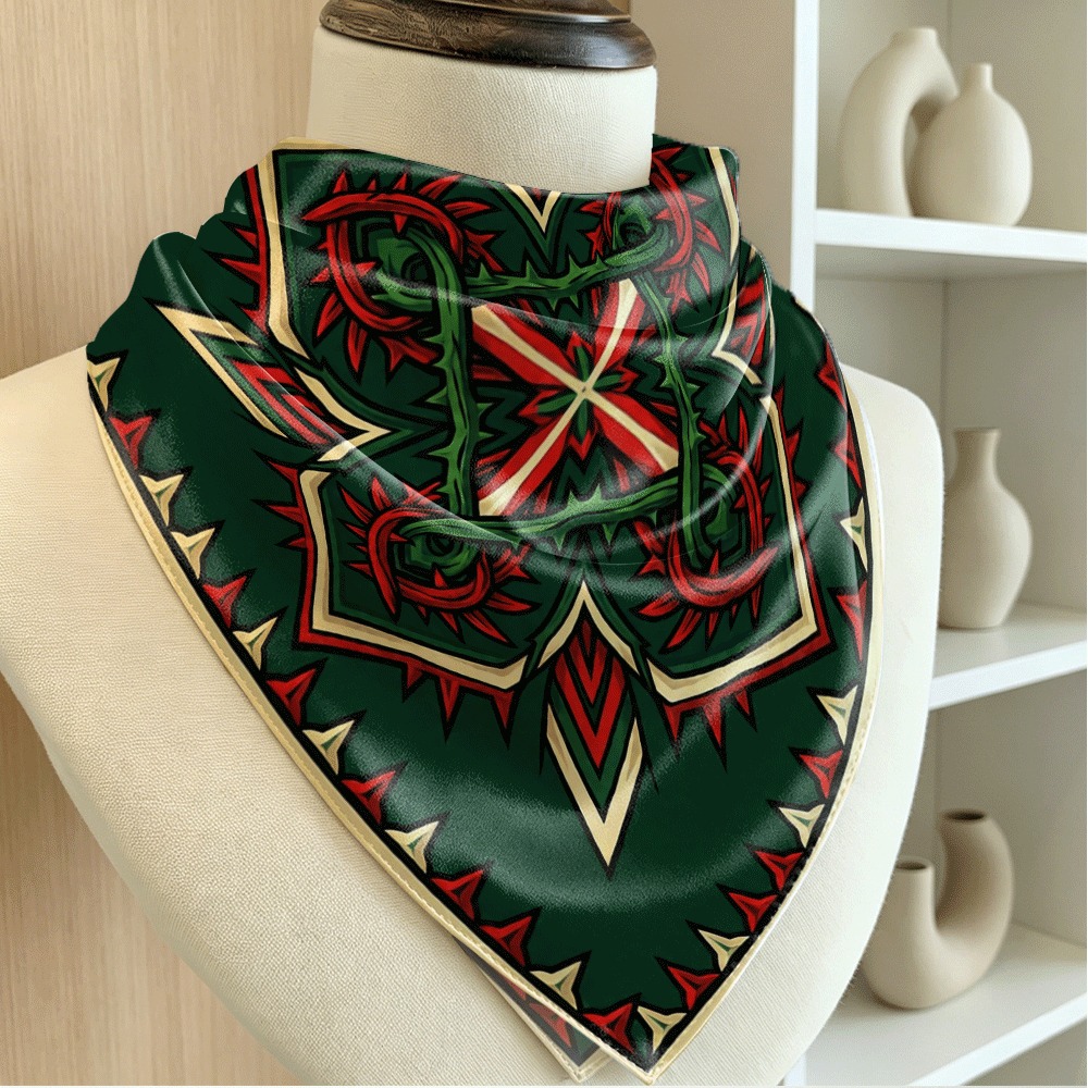 Women Bags Green - Rotes und grünes Dornenrankenmuster mit kreuzförmiger