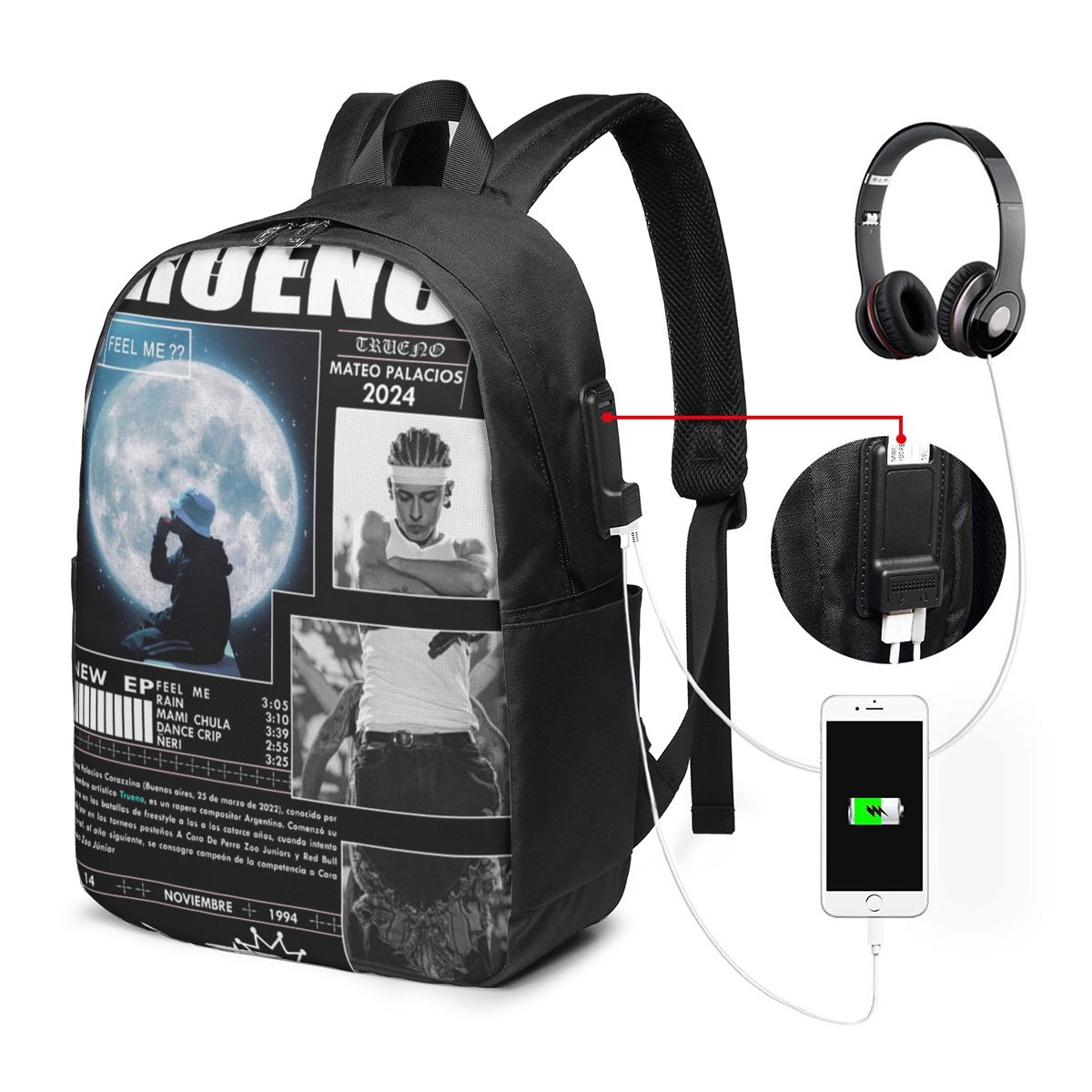 Woman In Bag - Lustiger Trueno Hip-Hop-Rapper-Rucksack, Reisetasche für Notebooks,