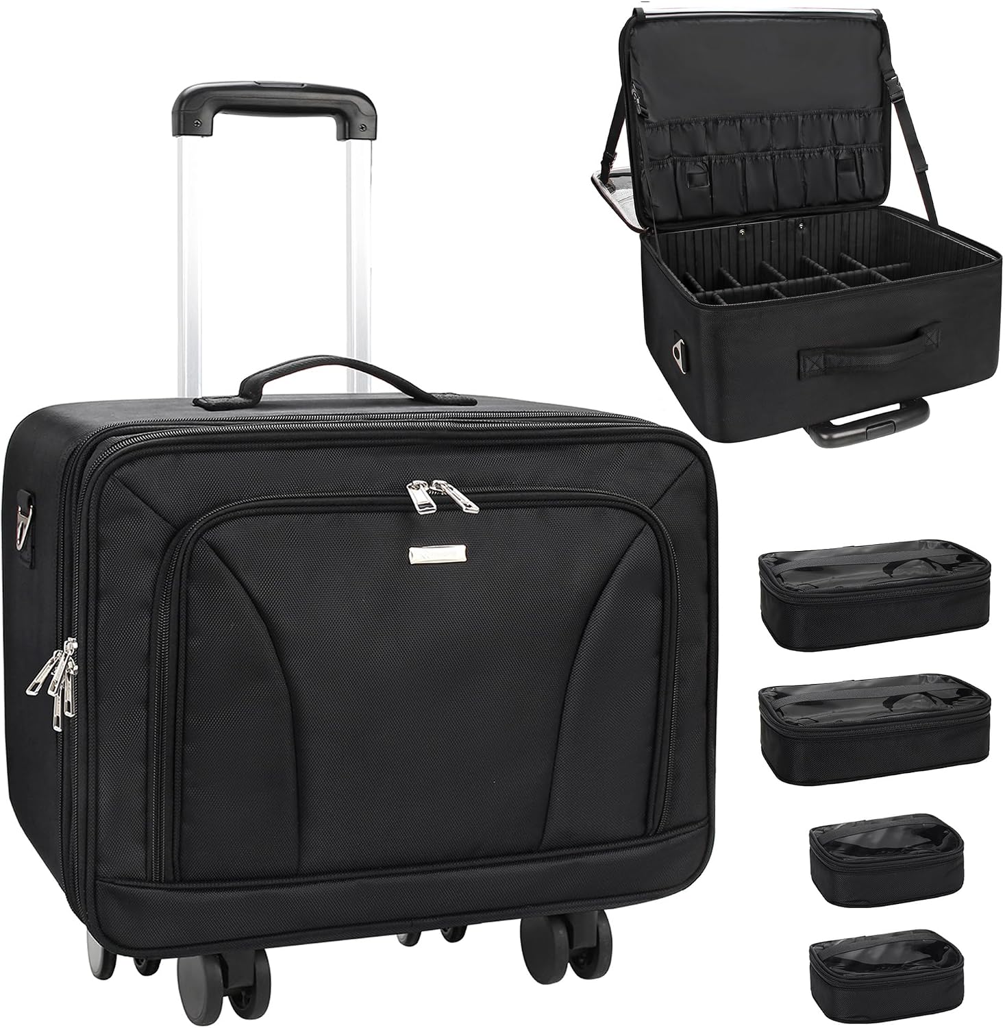Woman In Bag - Extragroßer Rollender Make-up-Reisekoffer mit 360°-Drehfunktion °