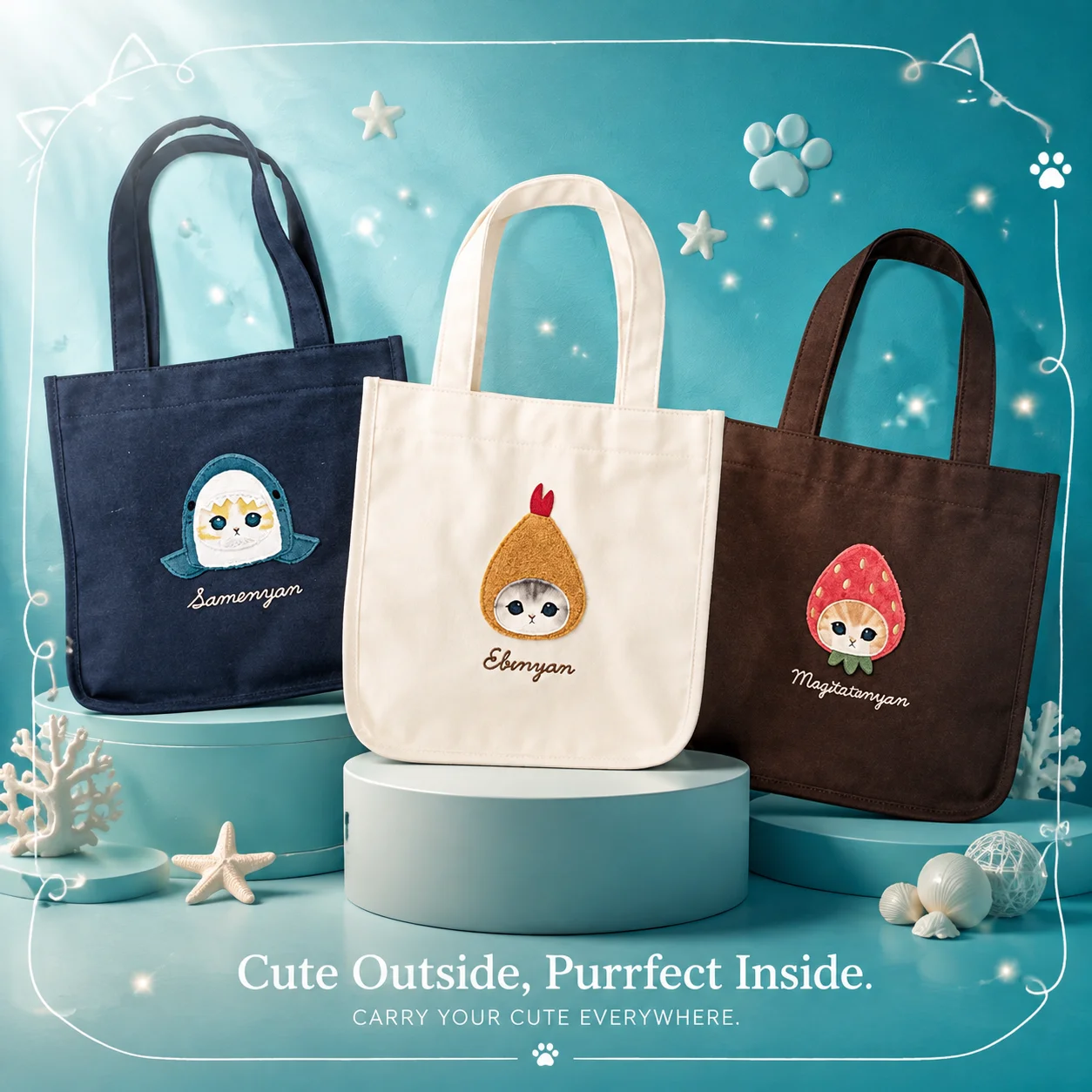 Women'S Bags Everyday - Japanischer Mofusand-Stil Neue Niedliche Hai-Katze Cartoon
