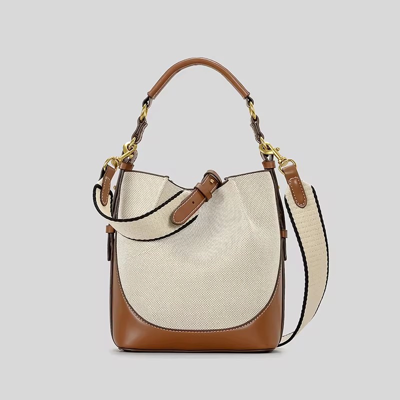 Women Bags Zara - Mode getäfelte Leinwand Eimer Tasche Designer