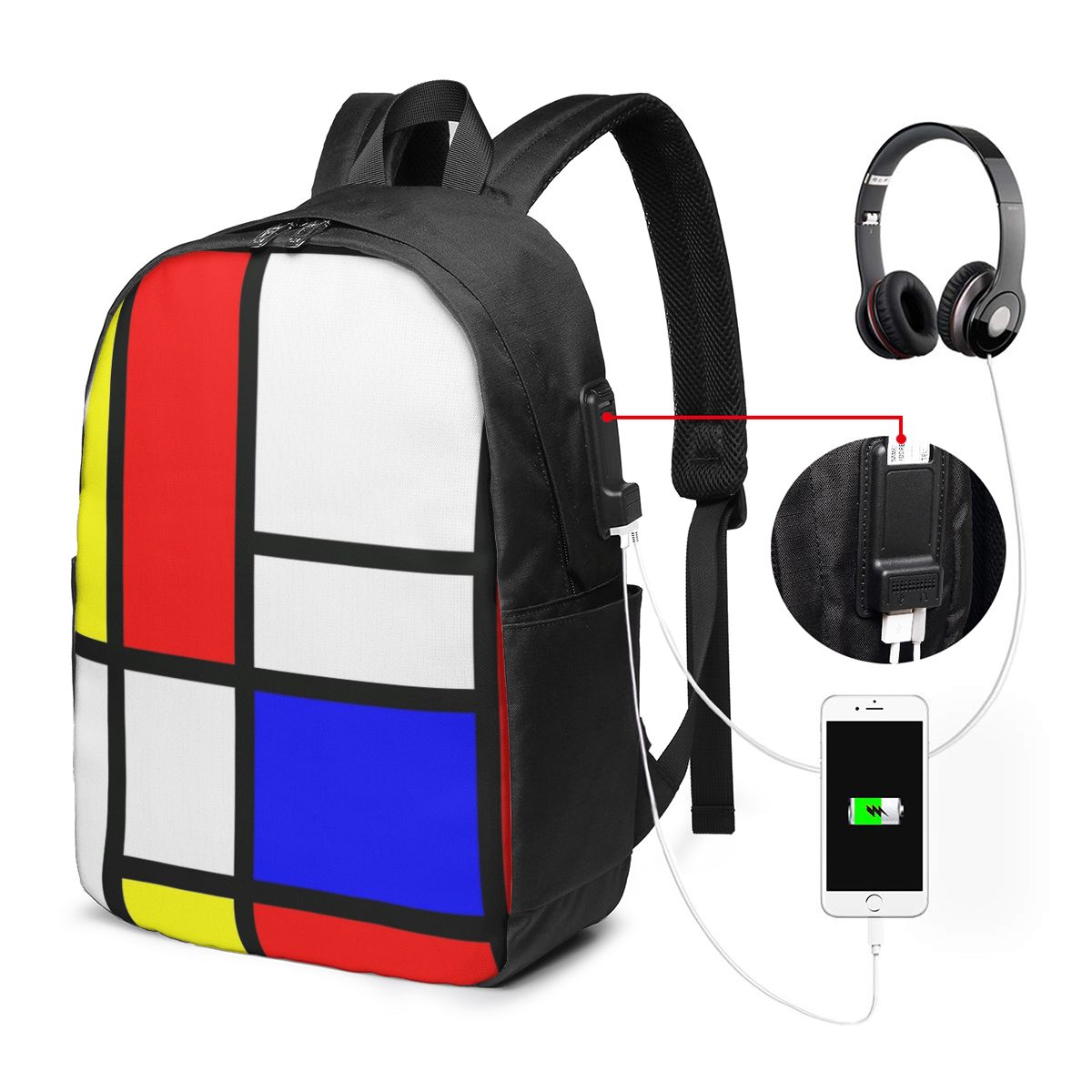 Piet Mondrian Composition Ruck – Woman In Bag Bewertung und Preis