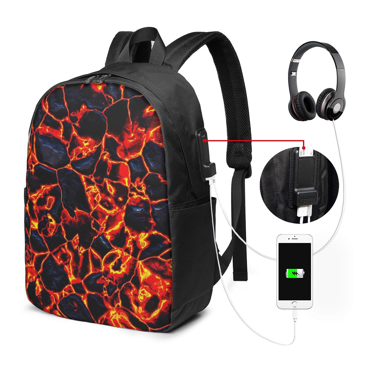 Magma-Vulkan-Lava-Feuer-Rucksa – Woman In Bag Bewertung und Preis